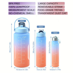Leakproof Gradient Water Bottles 67oz 25oz 10oz Lockable Lid For Outdoor Sports