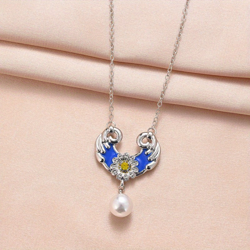 Heart Pendant Necklace Wings Flower Anniversary Gift Couple Necklace