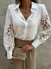  Lace Sleeve Button Up Blouse