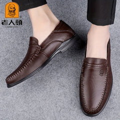LAORENTOU Men's Leather Stitching Oxford Dress Shoes