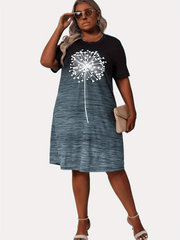  Women's Dandelion & Ombre Print Tee Dress