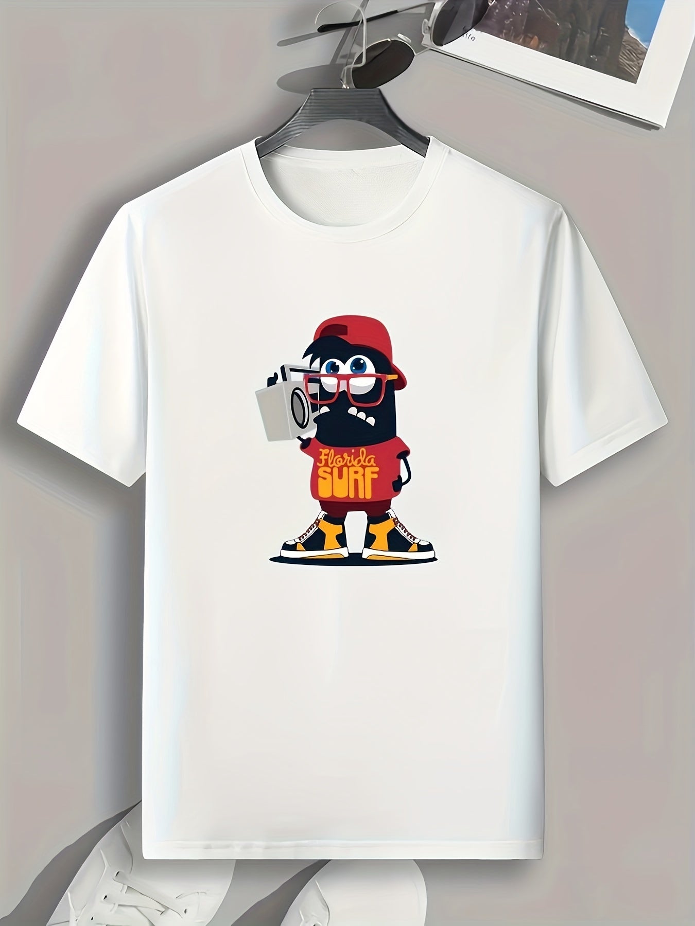 Cartoon Print Men's Tee for Summer Casual Wear