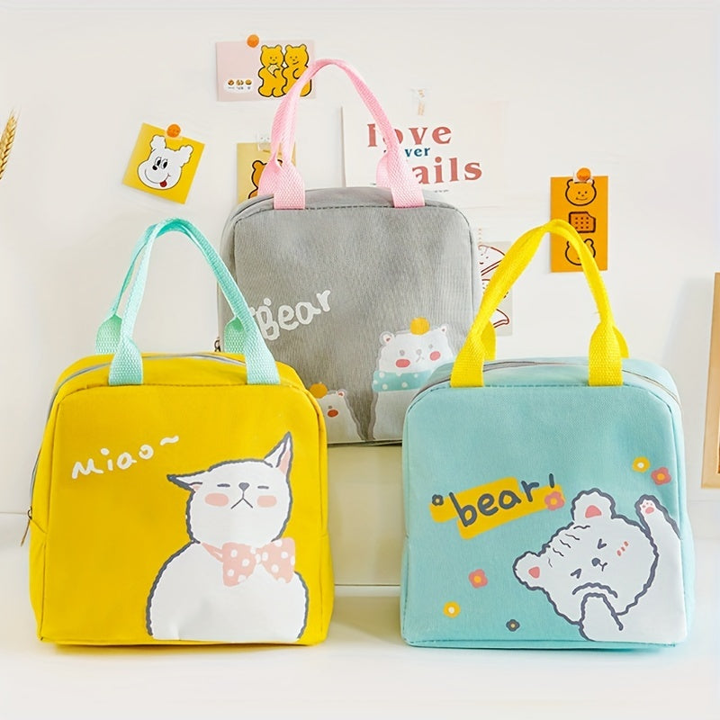 Cartoon Zipper Insulation Bag for Student Office Worker