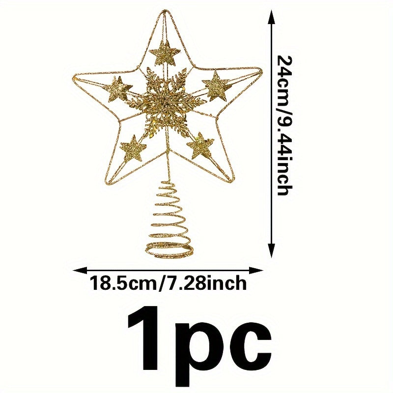 Christmas Tree Top Decoration Golden Hollow Powder Iron Art Star