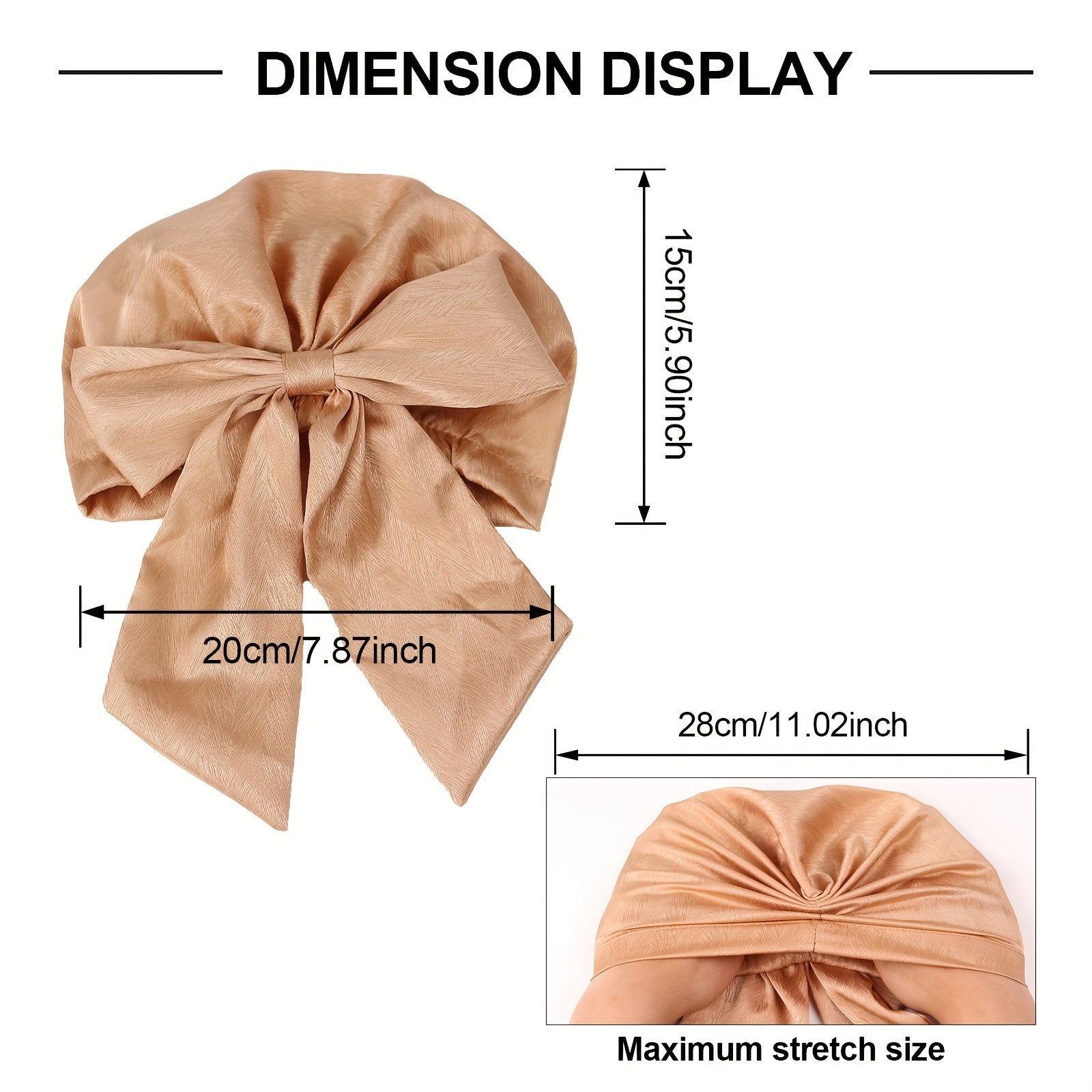 Satin Bowknot Head Scarf Elastic Turban Pleated Head Wraps