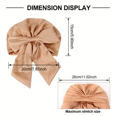 Satin Bowknot Head Scarf Elastic Turban Pleated Head Wraps