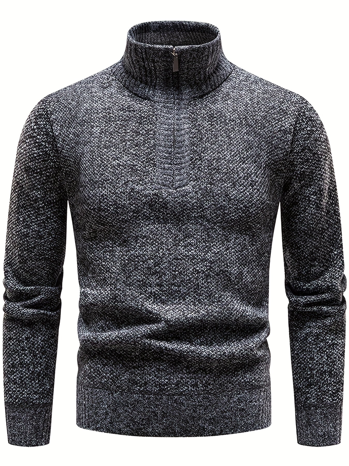 Men's Zipper Knitted Sweater Casual Warm Solid Pullover