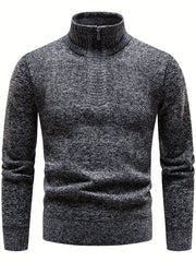 Men's Zipper Knitted Sweater Casual Warm Solid Pullover