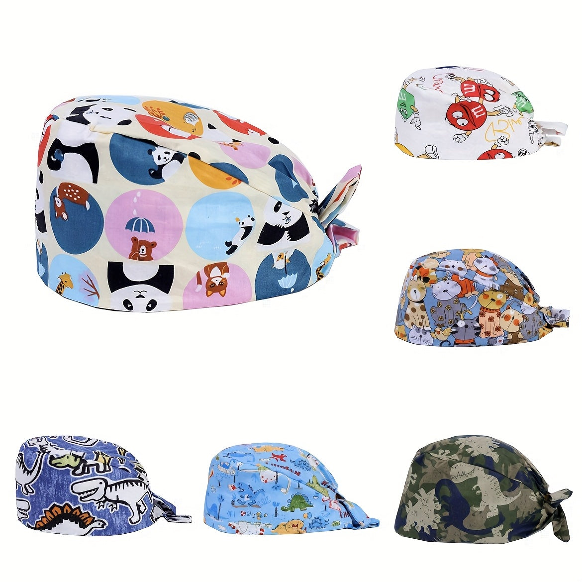Cartoon Print Work Hats Adjustable Working Cap With Sweatband