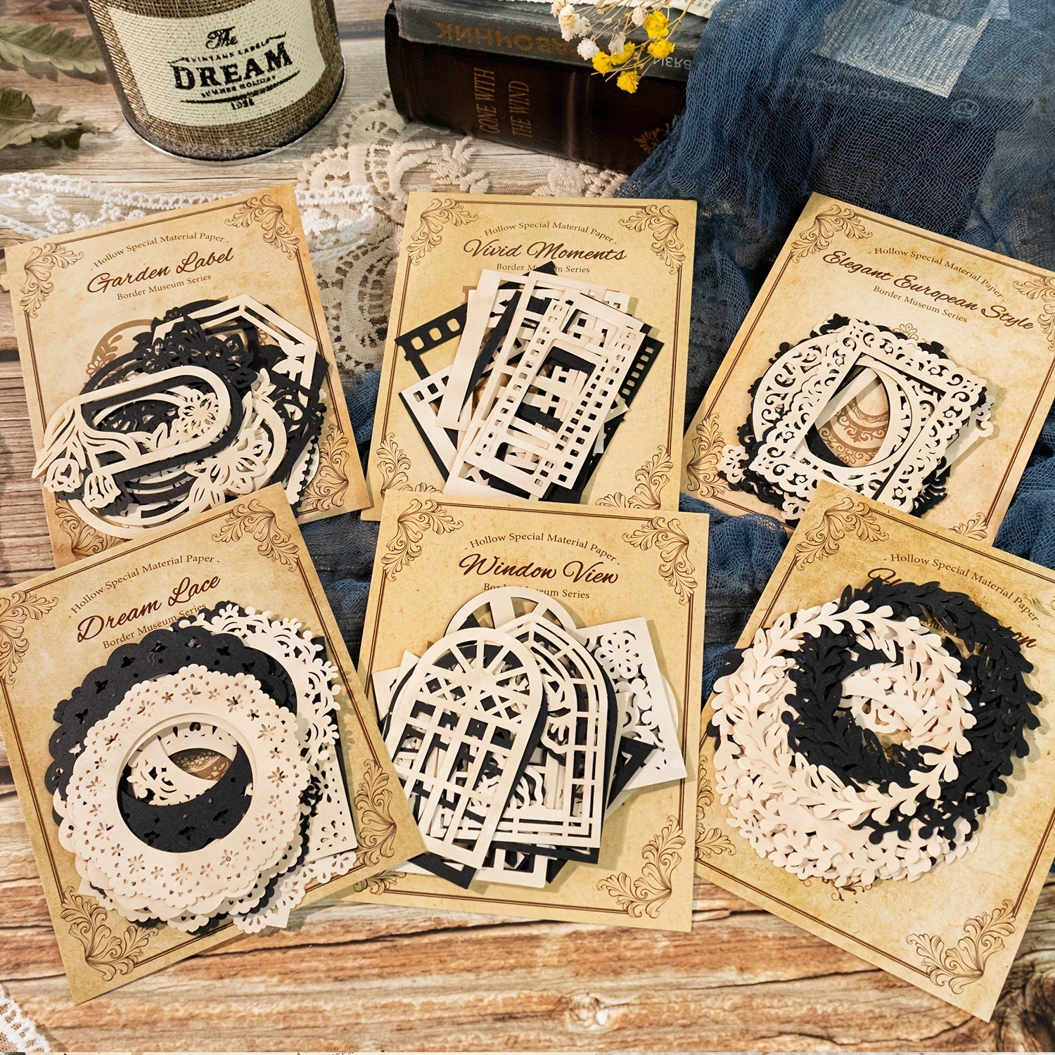 16pcs Hollowed Out Decoupage Paper for DIY Crafts Scrapbooking