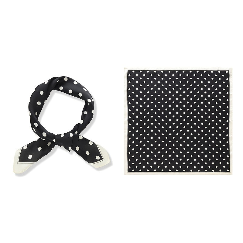 70cm Polka Dot Satin Square Scarf Solid Silk Bandana Head Wrap