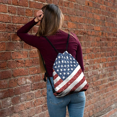 Independence American Flag Bag Backpack Outdoor Sports Bag