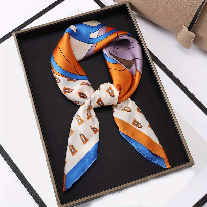Square Scarf Block Print Satin Neckerchief Casual Bandana Women