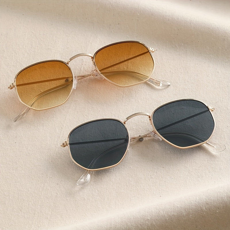 Square Metal Frame Sunglasses UV400 for Women Men Casual Anti Glare Glasses