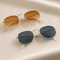 Square Metal Frame Sunglasses UV400 for Women Men Casual Anti Glare Glasses