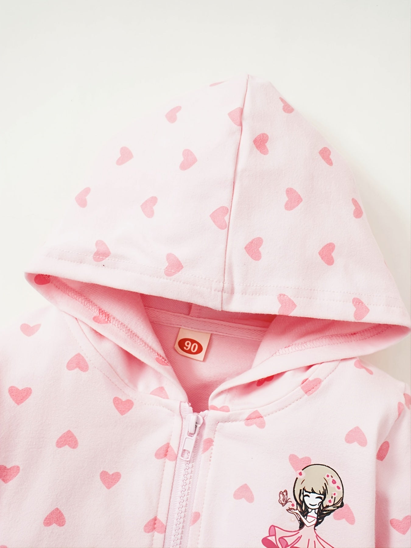 Baby Girls' Heart Printed Hooded Sweatshirt Top