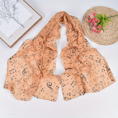 Music Note Chiffon Scarf Solid Gauze Shawl Women
