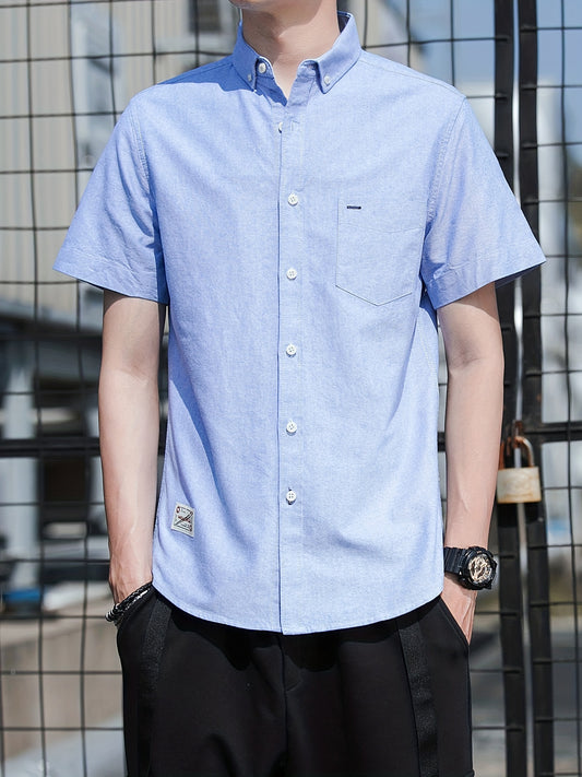 Men's Classic Button Up Shirt With Pocket for Business Occasion