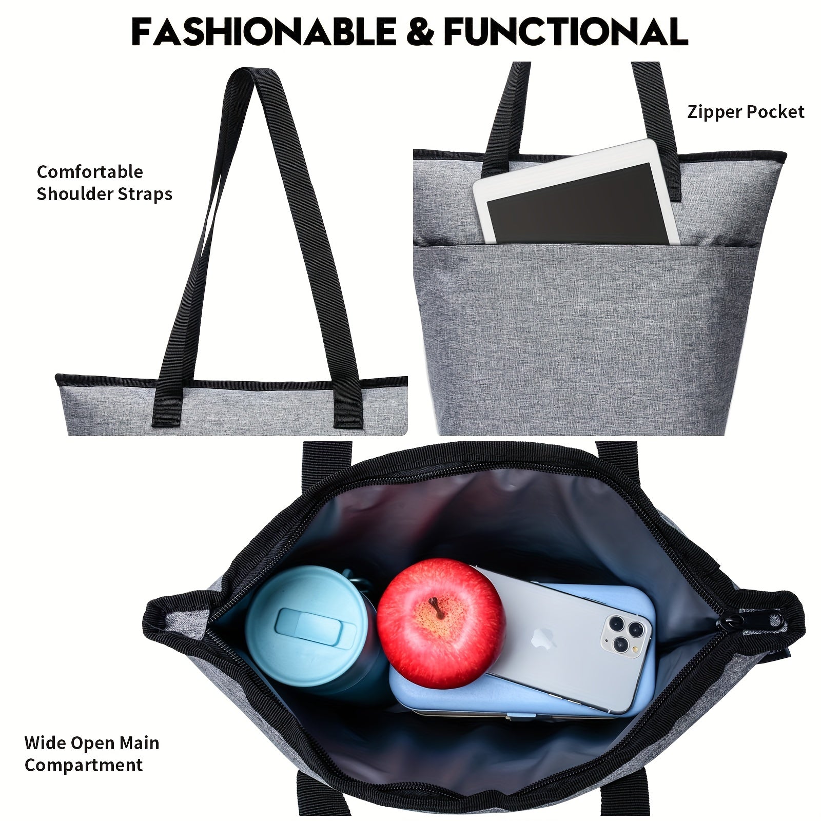 Insulated Lunch Bag Tote Portable Thermal Large Capacity Bag for Travel Picnic