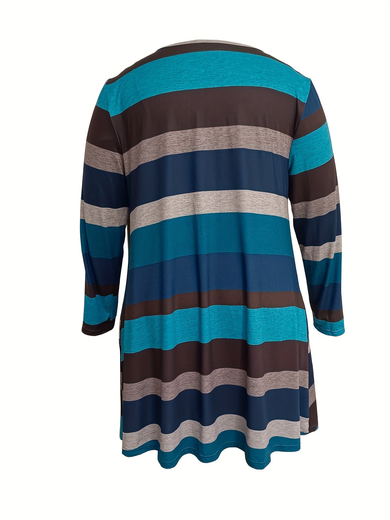  Colorblock Stripe Print Dress with Pockets