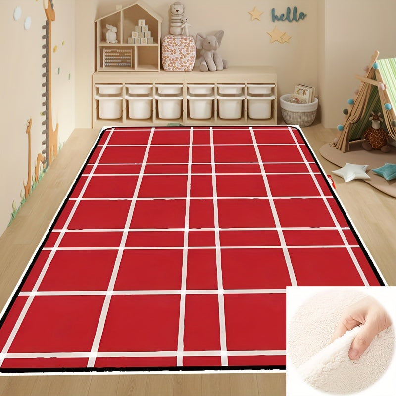 Large Check Pattern Carpet Area Rug Soft Non Slip Backing