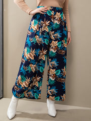 Floral Wide Leg Boot Cut Pants - Plus Size