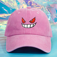 Devil Smiling Face Baseball Cap Embroidery Washed Distressed Dad Hats Unisex