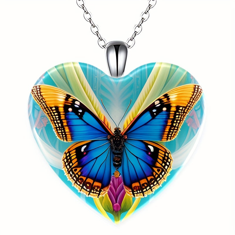 Butterfly Love Crystal Pendant Necklace for Women Girls