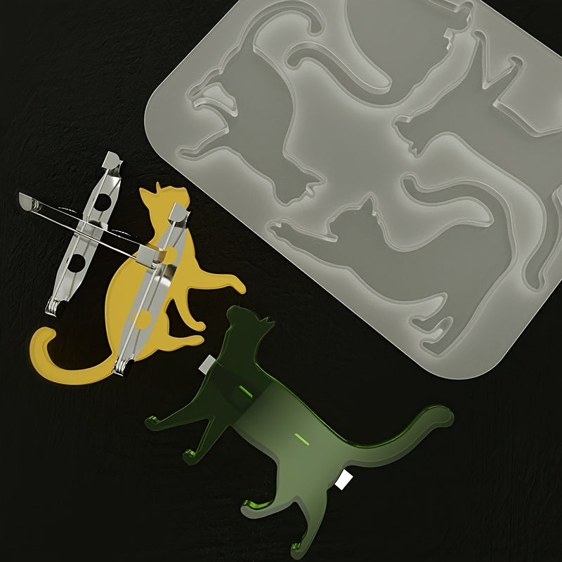 Crystal Cat Brooch Silicone Mold for Resin Crafting