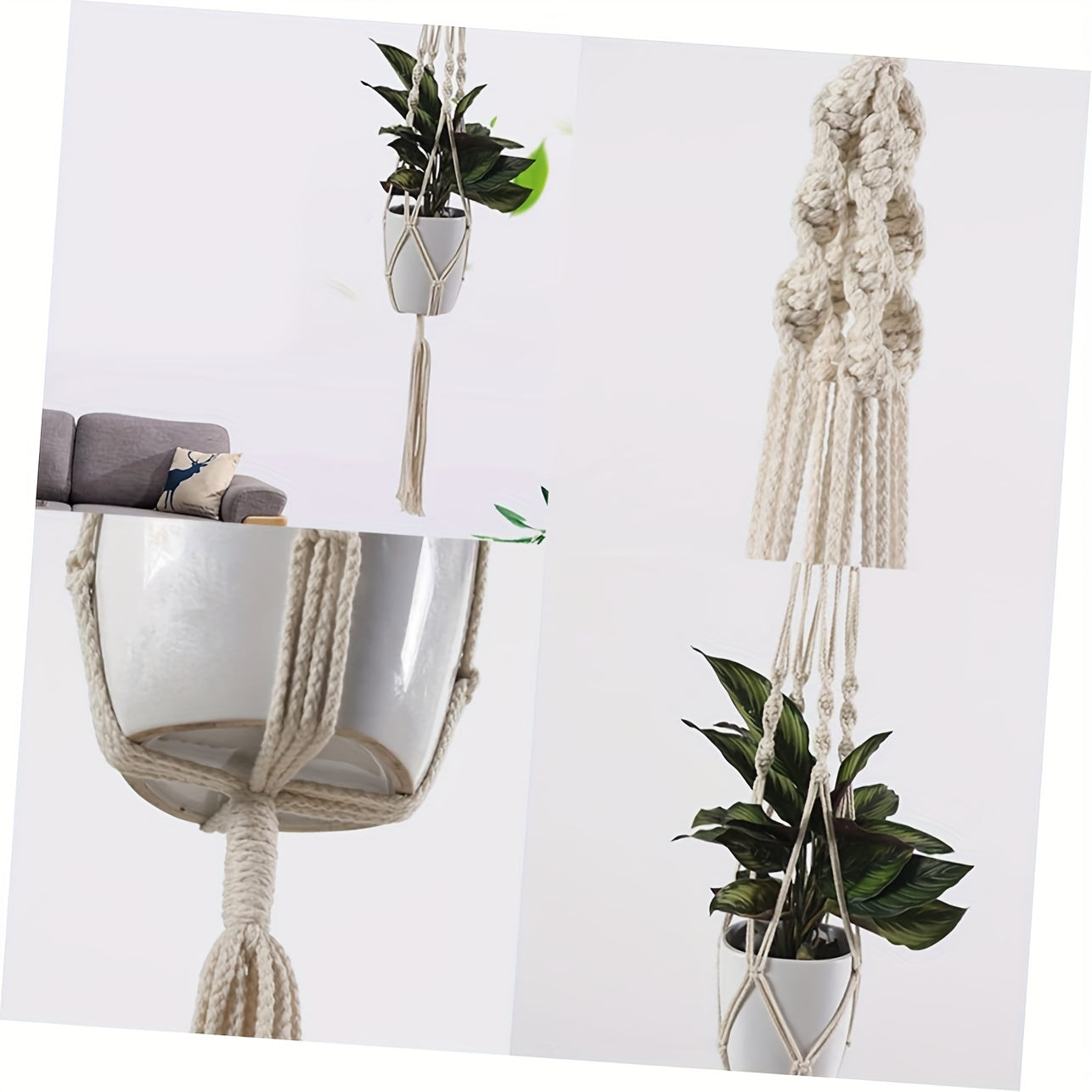 2 Pack Macrame Plant Hanger for Indoor & Outdoor - Hanging Planter