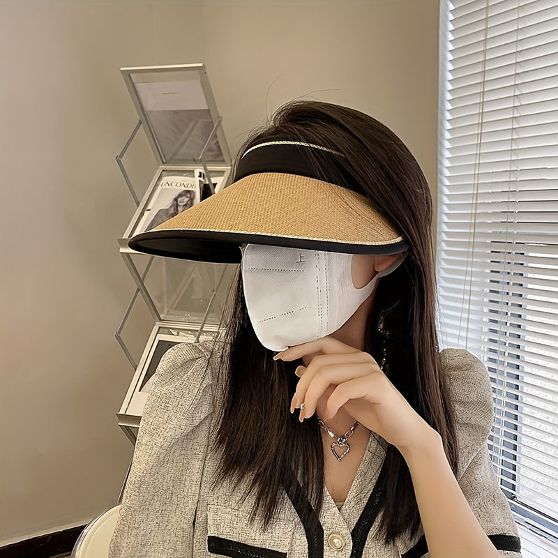 Foldable Sun Visor Sun Hat Solid UV Protection Visors Sunscreen Travel Beach Hat