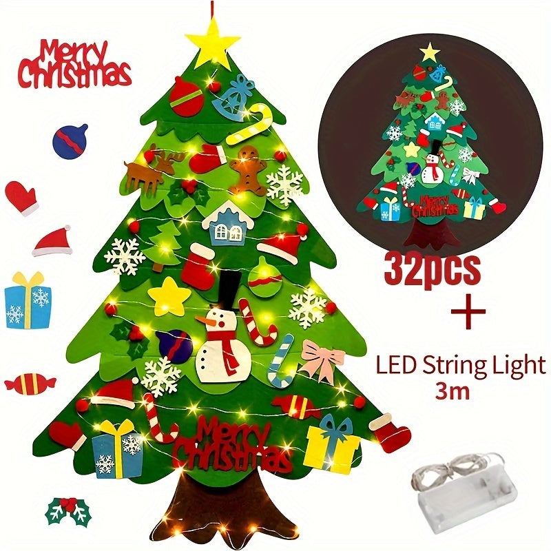 Felt Christmas Tree with LED String Lighting for Xmas Decor