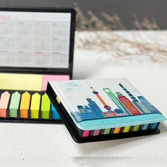 Leather Grain Sticky Notes Box Calendar Silk Screen Printing UV Stickers