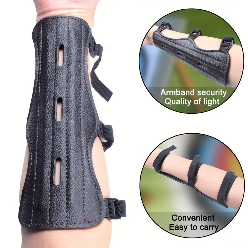 Adjustable Archery Arm Guard with 3 Straps