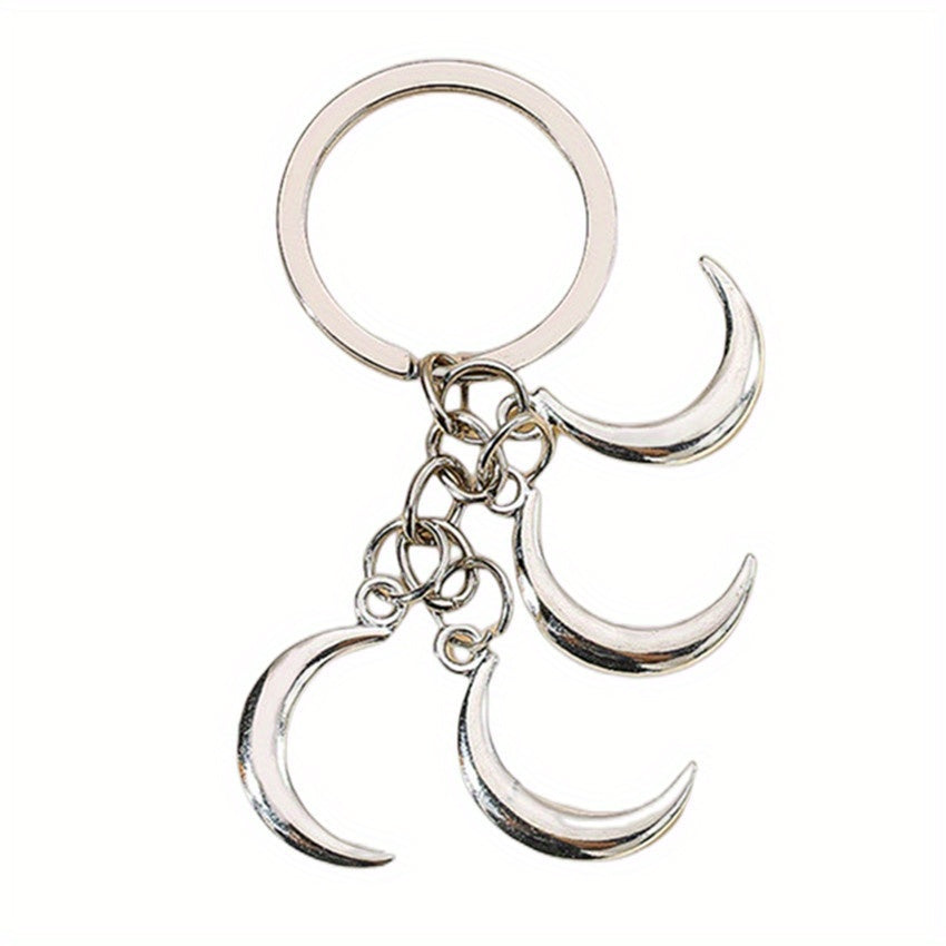 Pentagram Moon Star Keychain Pendant for Couples