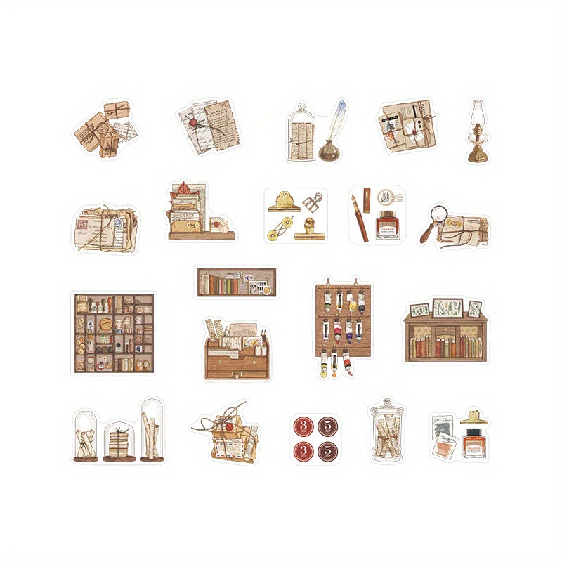 40pcs Vintage Plant Stickers for Scrapbooking & Journaling
