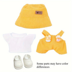 Bunny Doll Clothes Set Fisherman Hat Base Coat Suspender Pants