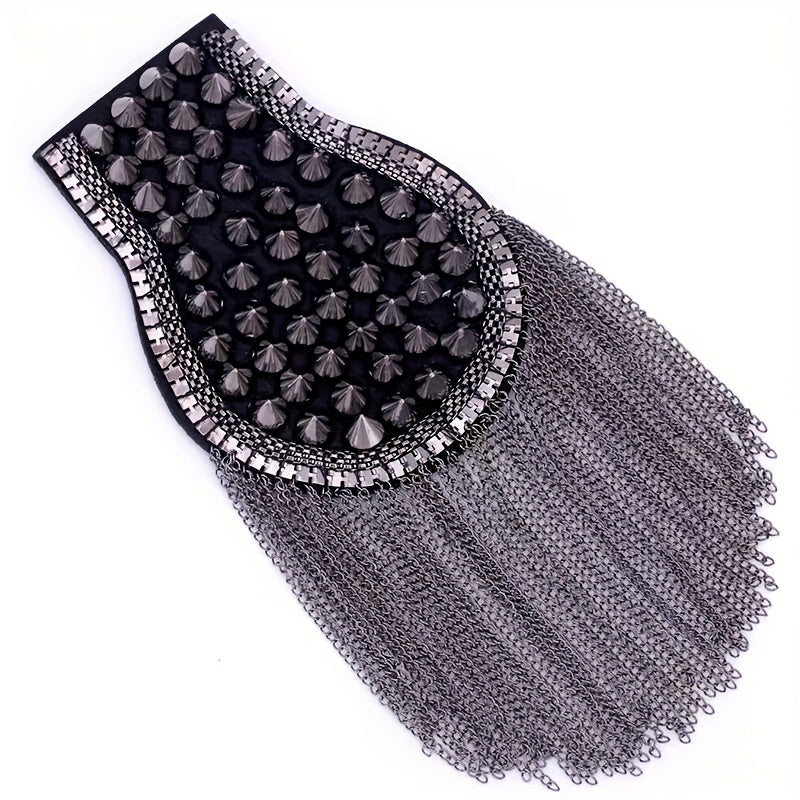 Riveted Suit Epaulette Chain Punk Fringe Costume Accessories