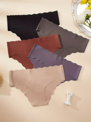 5 Seamless Solid Briefs Comfy & Breathable Panties Women's Lingerie
