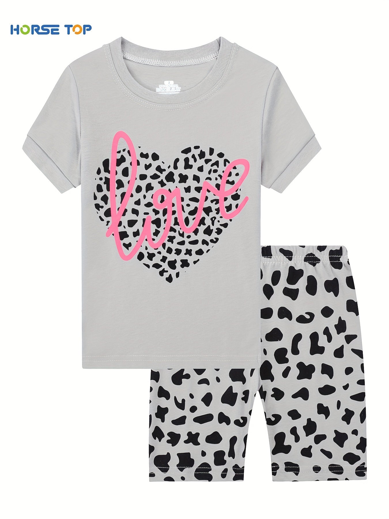 Girls Leopard Heart Graphic PJ Set
