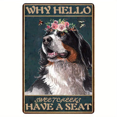 Funny Bernese Mountain Dog Squirrel Tin Sign for Home Decor