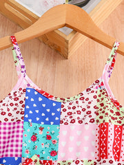 Girls Floral Print Sleeveless Romper