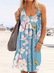  Tile Print V Neck Stretch Maxi Dress
