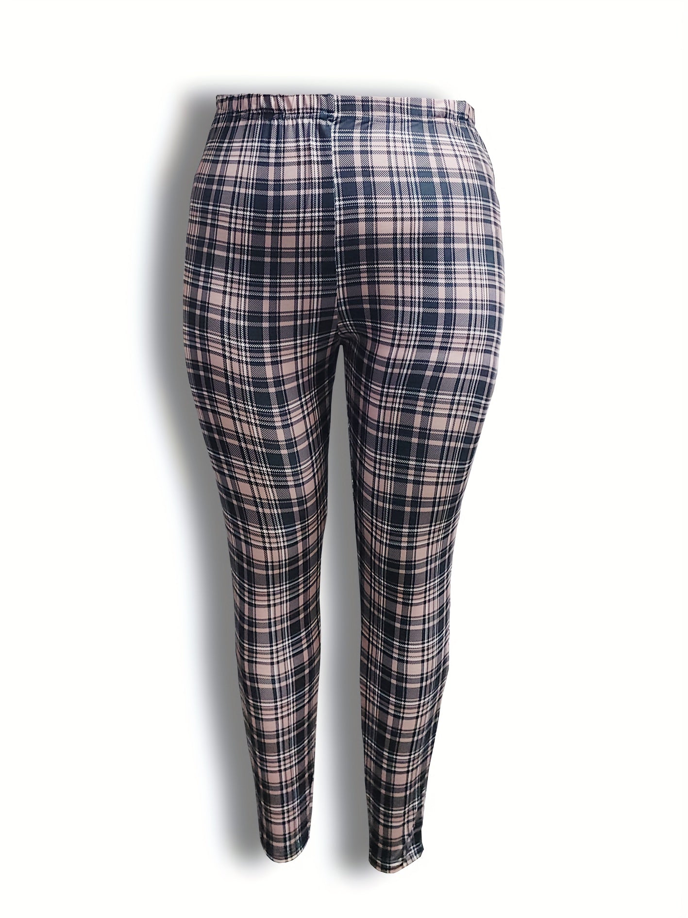  Plaid Print High Rise Stretch Leggings