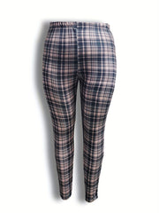  Plaid Print High Rise Stretch Leggings