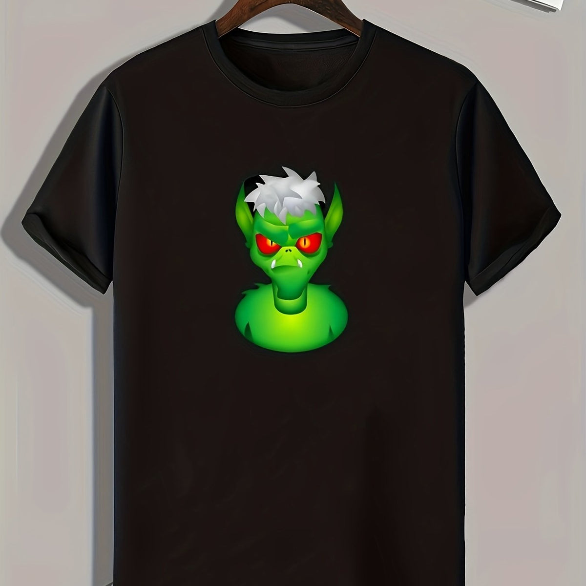 Green Monster Pattern Print Men's Comfy Sports T shirt