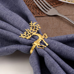 Golden Deer Napkin Ring Cast Iron Polished Metal Rings