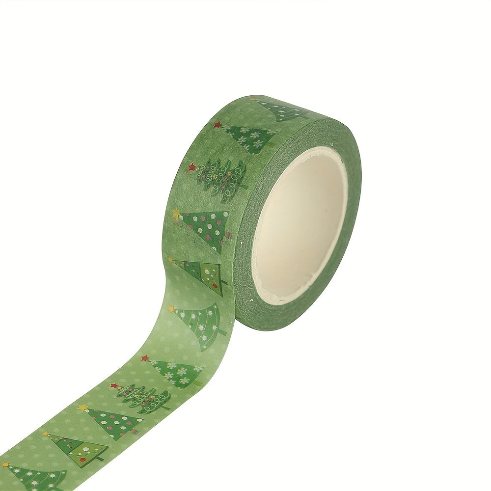 1pc Christmas Washi Tape Green Bottom Christmas Tree Pattern