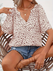  Floral Print Butterfly Sleeve Blouse
