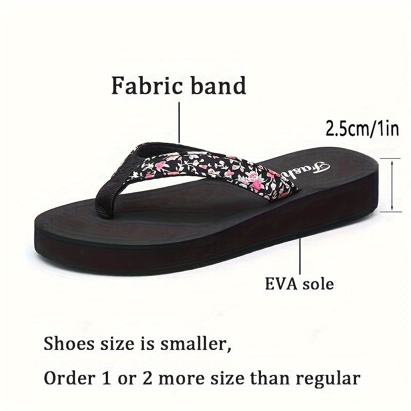 Flower Pattern Flip Flops Lightweight Beach Slippers Women's Footwear
